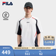 FILA 斐樂官方男子針織短袖衫2026夏新款日常休閑通勤拼色寬松T恤 云菇白-WT XL 180/100A/XL