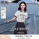香影短袖t恤女2026夏季新款字母印花正肩學院黑白撞色POLO衫上衣 米白 T恤 M