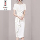 AEMAPE連衣裙女新款2026夏季修身顯瘦氣質(zhì)通勤職業(yè)ol高級(jí)感開(kāi)叉氣質(zhì)裙子 白色 M