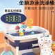 兒童洗澡桶寶寶泡澡桶小孩折疊浴桶可游泳家用浴盆大號(hào)洗澡盆LL8 小號(hào) 藍(lán)(無(wú)感溫)
