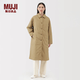 MUJI 女式 蓬松棉服立領大衣 外套女款冬裝長款冬季女裝棉衣衣服 米色 XL (165/92A)