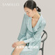 桑羅（SANGLUO）睡衣女真絲睡袍商場同款一衣2穿優(yōu)雅復(fù)古青果領(lǐng)外穿家居服 晨曦藍 L