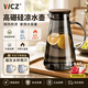 WCZ【世界冠軍推薦】涼水壺冷水壺玻璃水壺涼水杯耐高溫涼白開儲水壺 極光灰耐高溫玻璃涼水壺 1.8L胡桃木蓋 送煙灰水杯2只 耐高溫｜密封防漏｜高硼硅玻璃壺