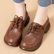 玲峰2023新款真皮工作女鞋大碼單鞋女41一43春秋款寬頭42系帶皮鞋女