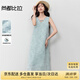 尚都比拉波西米亞V領鏤空花邊連衣裙女夏季新款氣質背心裙中長款直筒裙子