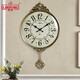 麗盛（LISHENG） 麗盛歐式掛鐘客廳創(chuàng  )意時(shí)鐘大氣藝術(shù)壁鐘復古家用擺鐘大號鐘表 小號 BD8289ANY（仿古金屬銀）