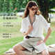 初棉【法國麻】手工卷袖全亞麻襯衫女26夏方領落肩短袖上衣中袖 流光白 M