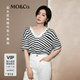 MO&Co.【秦嵐同款】針織衫桑蠶絲亞麻混紡輕薄 摩安珂 藍白條色 S /160