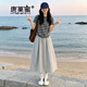 唐菓蜜連衣裙女夏季2026新款女裝韓版時(shí)尚百搭減齡夏日穿搭一整套裝裙子 條紋上衣+淺灰裙子 M