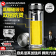 KINGXIAOJING玻璃茶杯摔不爛鋼化玻璃杯男士防摔雙層玻璃杯高硼硅泡茶杯加厚款 加厚款鋼本色350mlML