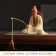 木客 中式創(chuàng)意紫砂人物姜太公釣魚陶瓷擺件 創(chuàng)意老翁家居客廳魚缸布景假山造景園藝盆栽配件裝飾品 大號姜太公釣魚(姜黃）