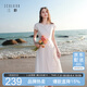 三彩【理想裙】2026夏季新款圓領短袖A字裙連衣裙小白裙簡約氣質長裙M