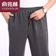 俞兆林【品牌嚴(yán)選】純棉舒適柔軟透氣中老年休閑運(yùn)動(dòng)褲男高腰寬松春秋款老人爸爸松緊腰休閑褲老年人褲子男 深灰色拉鏈款 36碼2尺7-2尺9