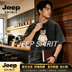JEEP SPIRIT美式短袖男2026新款潮牌半截袖寬松大碼情侶上衣夏印花短袖 黑色01 S (80-100斤)
