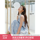 范思藍恩【徐若晗同款】海邊度假連衣裙女夏重工編織藍色條紋2618 微風藍 M