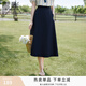 香影藏青色a字高腰半身裙女2026夏季新款傘裙垂感氣質通勤中長裙 藏青 M 160/64A/95-110斤
