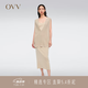 OVV春夏熱賣女裝簡約無袖連衣裙加V領(lǐng)背心兩件套 卡其色09 S