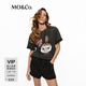 MO&Co.【姆明聯名】T恤2026夏新品套色炒雪花斑駁做舊棉質MBF2TEE047 礦灰色 M /165