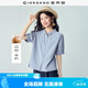 佐丹奴2026年夏季新款棉麻小翻領前短后長亞麻襯衫女短袖13346237