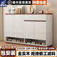 MFT全實木鞋柜家用門口一體靠墻入戶玄關柜現代簡約客廳定制儲物柜子 160暖白拼色丨四門一抽（加厚全實木） 上門安裝