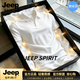 JEEP SPIRIT2026POLO夏季短袖t恤男翻領純色商務休閑寬松半袖男體恤衫上衣 白色 M (100-115斤)