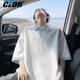 CLOR格子拼接POLO衫短袖男夏季青少年翻領(lǐng)寬松潮牌T恤DXC58白色XL