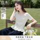 香影方領(lǐng)灰色正肩t恤女短袖2026夏季新款棉質(zhì)芭蕾風(fēng)花邊小衫上衣 淺灰 S 155/80A/85-95斤