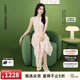 朗姿【王楚然同款 藝術家聯(lián)名】朗姿25掛脖碎花連衣裙2026年夏季新款 淡粉紫色（常規(guī)版） M