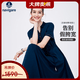 Navigare【奧萊清倉】小帆船女士連衣裙夏季顯瘦A字裙通勤休閑百搭中長裙 海軍藍(lán) XL