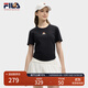 FILA 韓素希同款|斐樂(lè )官方女裝針織短袖2025夏新款修身小狐貍刺繡T恤 傳奇藍-NV L 170/88A/L
