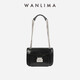 萬(wàn)里馬（wanlima）萬(wàn)里馬夏季新品菱格鏈條小方包質(zhì)感通勤牛皮斜挎單肩包大小號 小號黑色