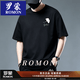 羅蒙（ROMON）大碼男裝短袖t恤男寬松胖子加肥加大圓領半袖打底衫2026 黑色 L 90-110斤