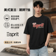 埃斯普利特（Esprit）100%純棉寬松印花短袖夏季親膚舒適透氣T恤戶外oversize休閑上衣 00黑色 L