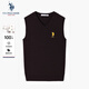 U.S. POLO ASSN.背心男秋季保暖針織V領(lǐng)無(wú)袖背心馬甲男純棉內搭上衣