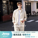 JEEP SPIRIT夏季套裝男士休閑襯衫2026夏天衣服男裝輕熟風(fēng)潮流帥氣男款 杏色套裝 S