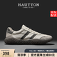 皓頓（HAUT TON）男鞋休閑鞋頭層牛皮德訓鞋簡約運動跑步板鞋2026新品軟底鞋子男款 白灰色 40 【適合運動鞋41碼】