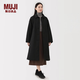 MUJI 女式 蓬松棉服立領大衣 外套女款冬裝長款冬季女裝棉衣衣服 黑色 L (165/88A)
