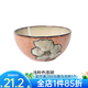 玉泉 韓式手繪碗碟米飯碗單個大面碗陶瓷餐具家用 韓式6英寸面碗粉色