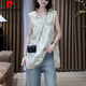 皮爾卡丹（pierre cardin）新中式無袖獨特背心女2026休閑夏季胖MM國風提花時尚流蘇下擺上衣 國風背心 M 【85-105斤】