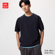 優(yōu)衣庫羅紋圓領針織衫/短袖男裝女裝/毛衣毛衫481726 69 藏青色 L