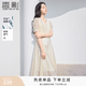 香影法式白色v領連衣裙女2026夏季新款收腰氣質海邊泡泡袖仙女裙 米白 L 165/88A/110-125斤