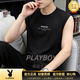 花花公子（PLAYBOY）背心男夏季運動健身籃球無袖坎肩寬肩潮流馬甲體恤男裝 黑色1 M 100-125（斤）