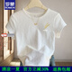 羅蒙（ROMON）品牌肌理感棉麻短袖T恤女2026夏季新款圓領(lǐng)印花寬松韓版修身上衣 白色【小麥穗】 S  建議90斤內(nèi)
