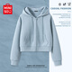 名創(chuàng  )優(yōu)品（MINISO）外套女春秋款2025新款衣服開(kāi)衫小個(gè)子連帽衛衣女顯瘦百搭休閑女裝 【春秋薄款】霧霾藍(純色)-短款 L 165 (優(yōu)選面料 舒適貼身)