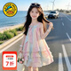 G.duck小黃鴨童裝女童連衣裙夏季2026新款洋氣兒童裙子小女孩甜美蛋糕裙 燙金連衣裙含帽子 130