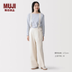 MUJI女式 木棉混 背帶褲 女款褲子女裝26年春季 長褲 BE213A6S 原色 L （165/70A）
