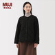 MUJI 女式 蓬松棉服絎縫夾克 女裝外套女款棉衣棉襖25年冬季 BD10NA5A 黑色 M (160/84A)
