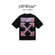 OFF-WHITE?情侶裝新款雙箭頭刺繡短袖T恤男士高端純棉短袖衣服女上衣櫻花 黑色 L （建議130-150斤）