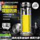 KINGXIAOJING玻璃茶杯摔不爛鋼化玻璃杯男士防摔雙層玻璃杯高硼硅泡茶杯加厚款 加厚款鋼本色800mlML