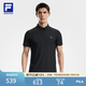 FILA 菁英POLO斐樂官方男子針織短袖POLO衫2026夏季新款防曬上衣 深黑-BK XL 180/100A/XL